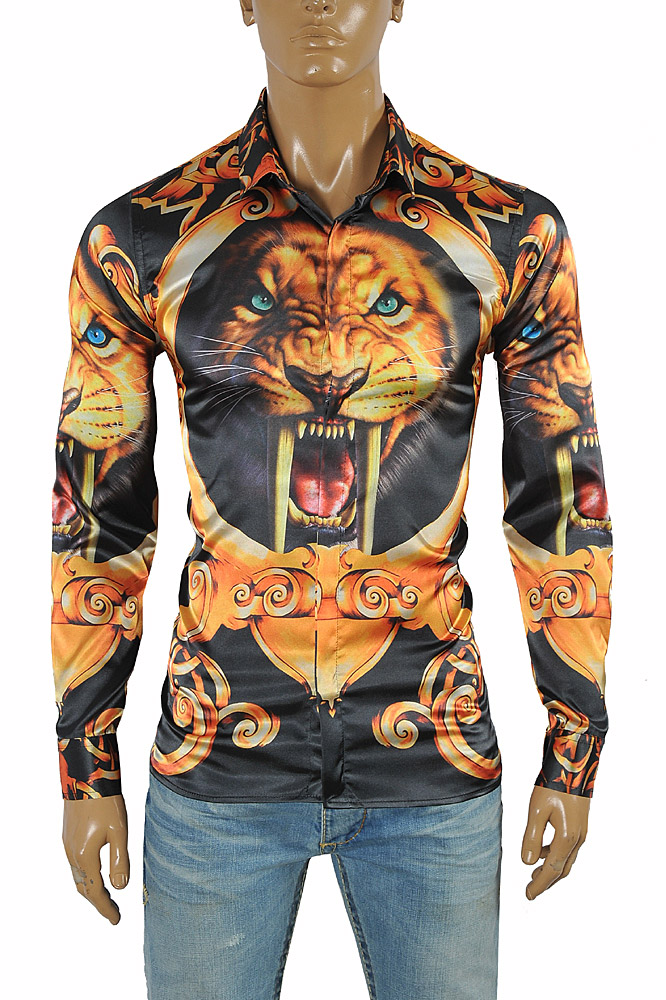 Versace тигр печать мужская рубашка с 